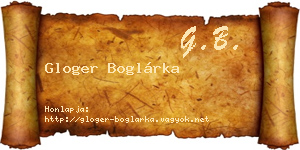 Gloger Boglárka névjegykártya